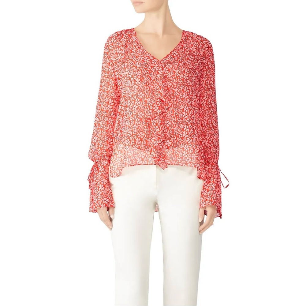 Derek Lam 10 Crosby Sheer Poppy Speckle Blouse